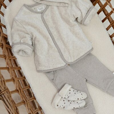 Omkeerbaar jasje velours rib - The Cuddle Company Taupe melange Omkeerbaar jasje velours rib - The Cuddle Company Taupe melange