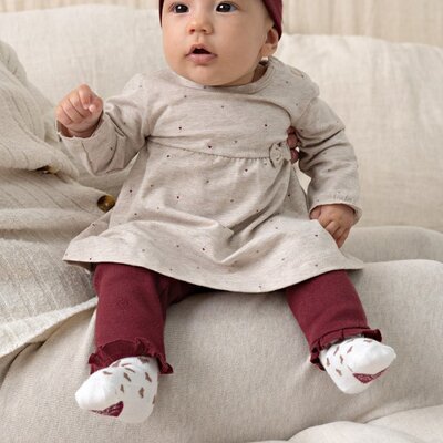 Jurk AOP - My Little Love Taupe melange Jurk AOP - My Little Love Taupe melange