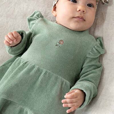 Jurk velours rib - Lucky Bloombird Jade Groen