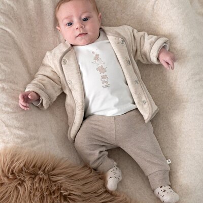 Omkeerbaar jasje velours rib - The Cuddle Company Taupe melange Omkeerbaar jasje velours rib - The Cuddle Company Taupe melange