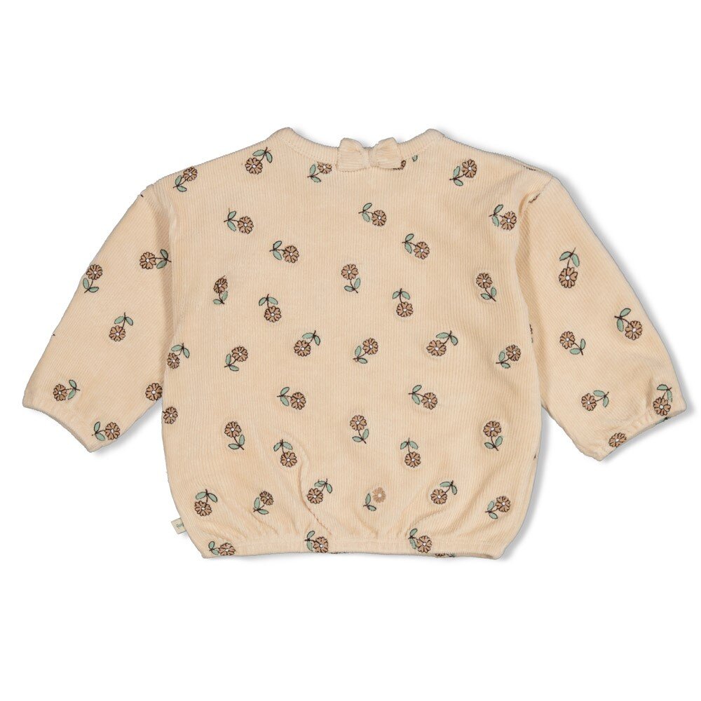 Sweater velours rib met borduursels - Lucky Bloomb Offwhite Sweater velours rib met borduursels - Lucky Bloomb Offwhite