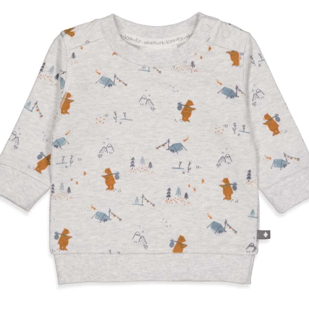 Sweater AOP - Griddly Bear grijs melange