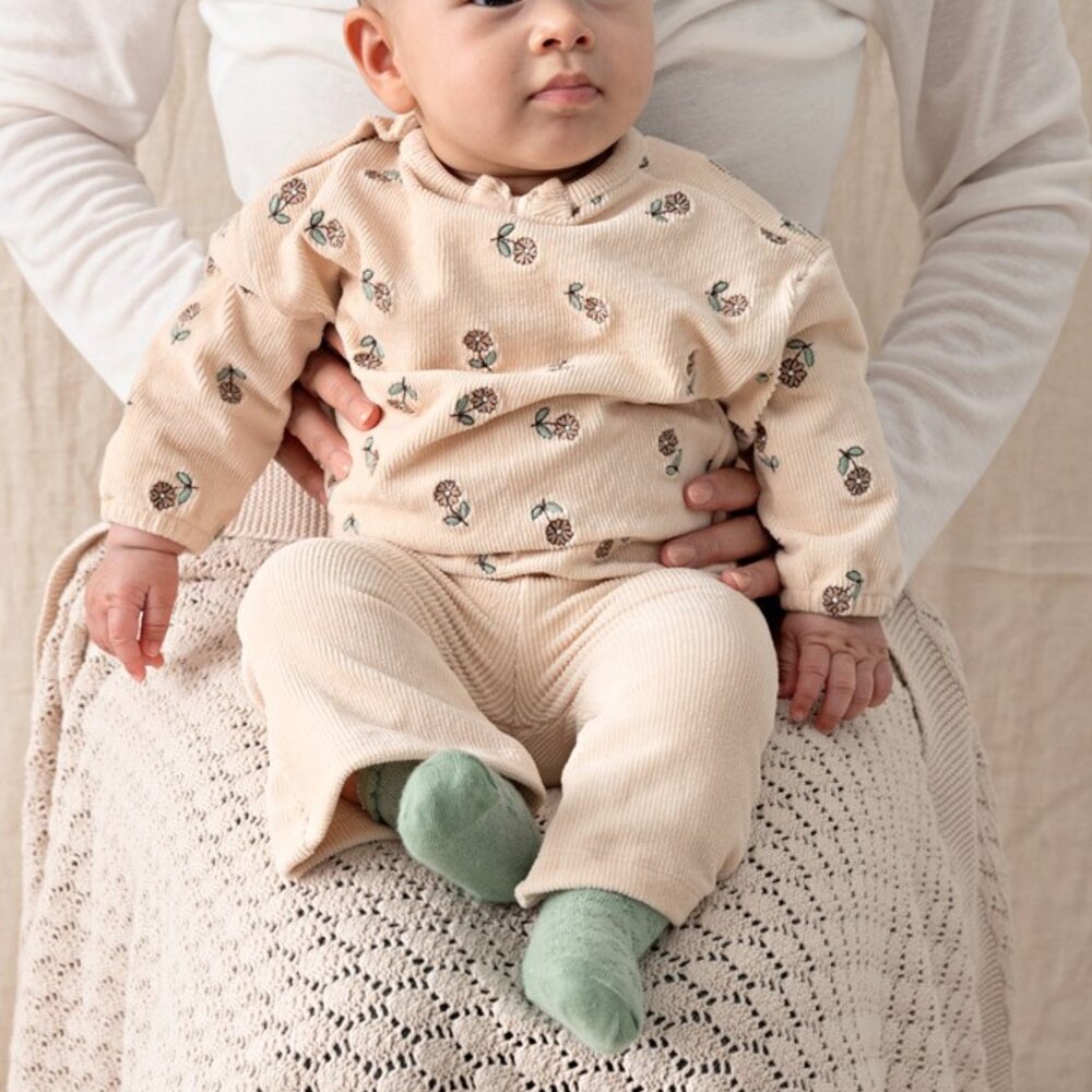 Sweater velours rib met borduursels - Lucky Bloomb Offwhite Sweater velours rib met borduursels - Lucky Bloomb Offwhite