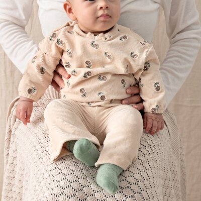 Sweater velours rib met borduursels - Lucky Bloomb Offwhite Sweater velours rib met borduursels - Lucky Bloomb Offwhite