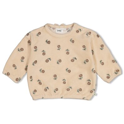 Sweater velours rib met borduursels - Lucky Bloomb Offwhite Sweater velours rib met borduursels - Lucky Bloomb Offwhite