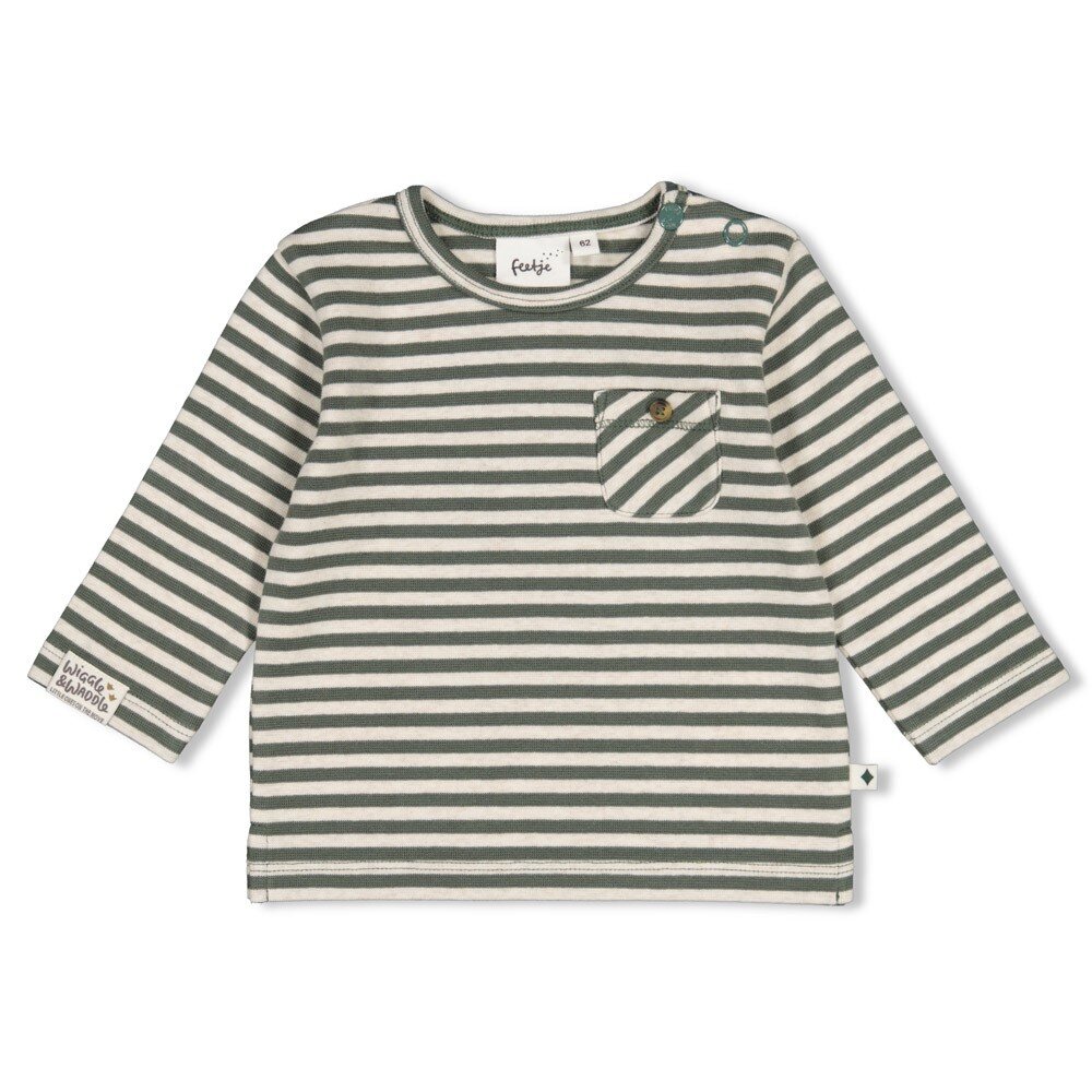 Longsleeve rib met streep - Wiggle and Waddle Groen Longsleeve rib met streep - Wiggle and Waddle Groen