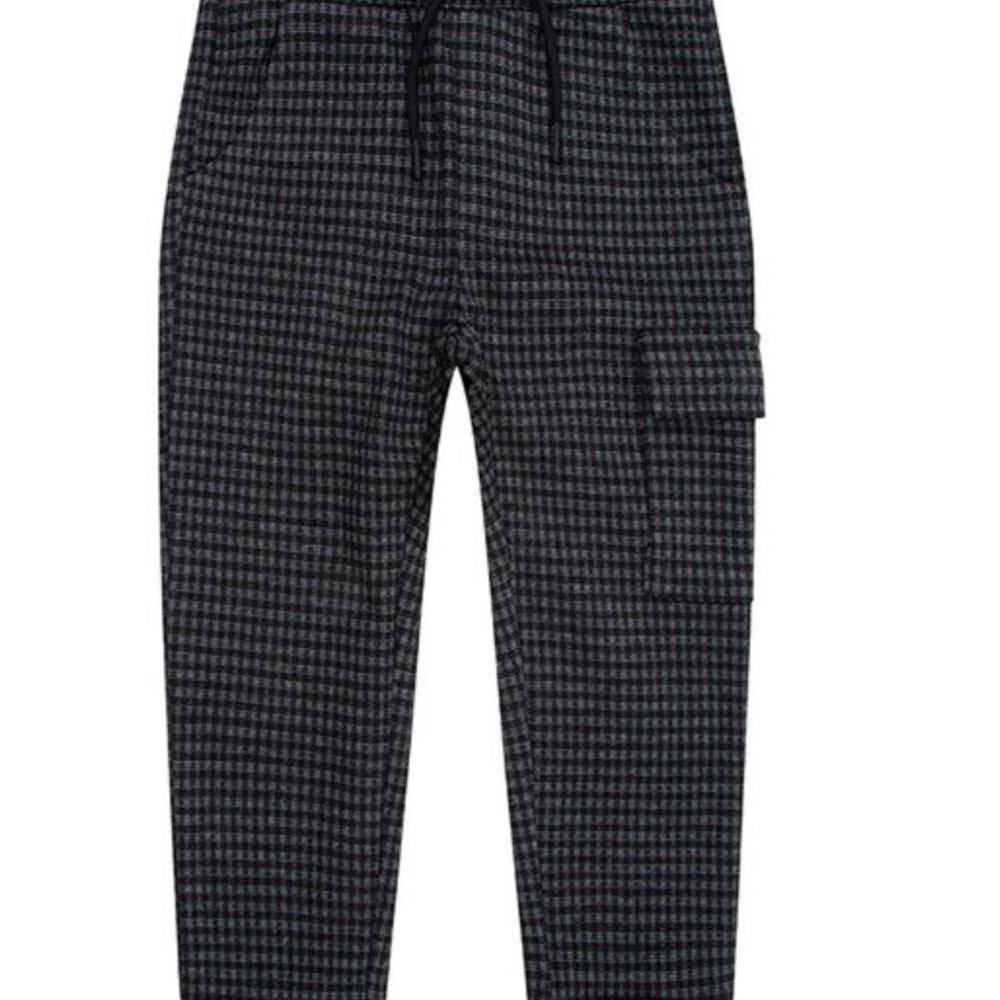 Broek geruit met zakken Anthracite