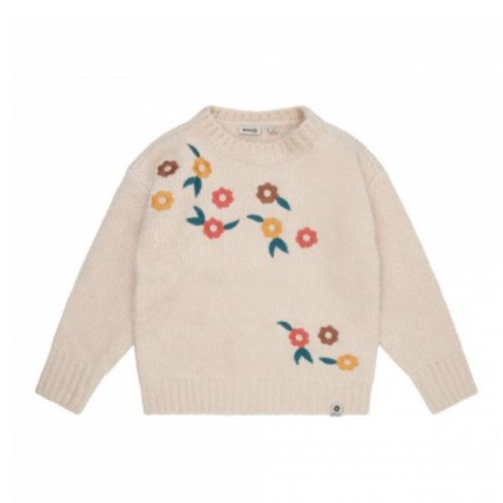 Trui tricot met bloemen Oat