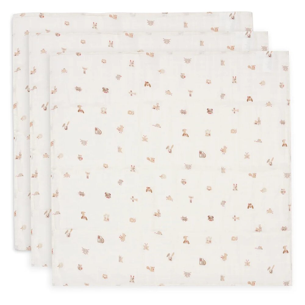Hydrofiele Doek Small 70x70cm - Animal Friends - 3 stuks Hydrofiele Doek Small 70x70cm - Animal Friends - 3 stuks