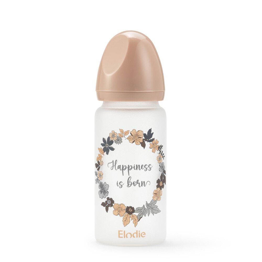 Glazen baby fles met siliconen speen 0m+ Blue Gar