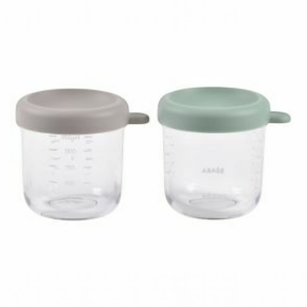 Set van 2 glazen bewaarpotjes 250 ml Green/Gazelle