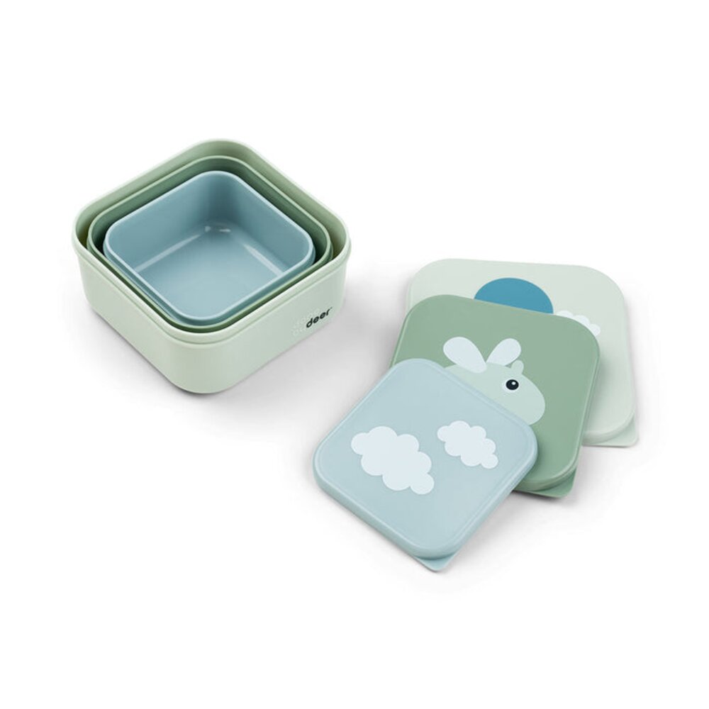 Snack box set 3 pcs Happy clouds Green Snack box set 3 pcs Happy clouds Green
