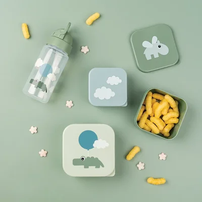 Snack box set 3 pcs Happy clouds Green Snack box set 3 pcs Happy clouds Green
