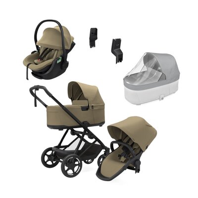 Charm 2 in 1 + Maple pasgeborene bundel Faded Khaki on black