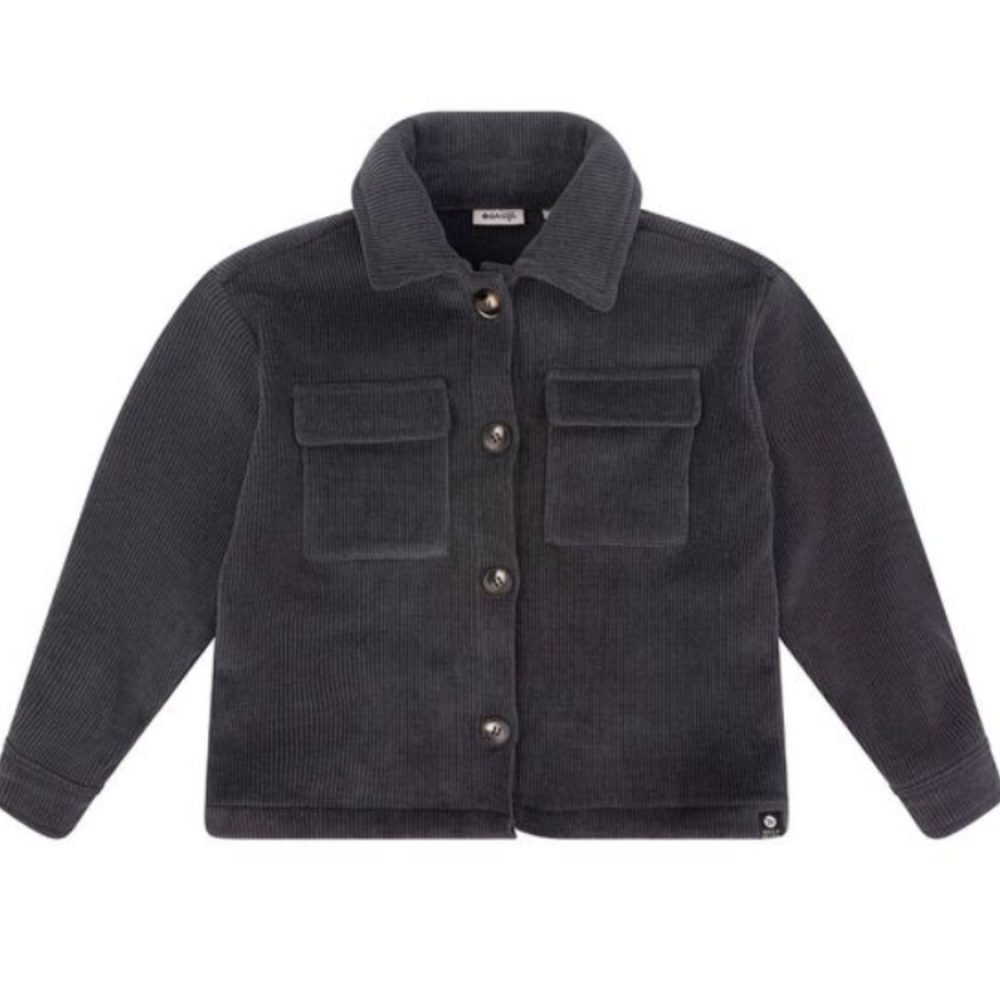 Vest hemd in velours met zakjes Grijs