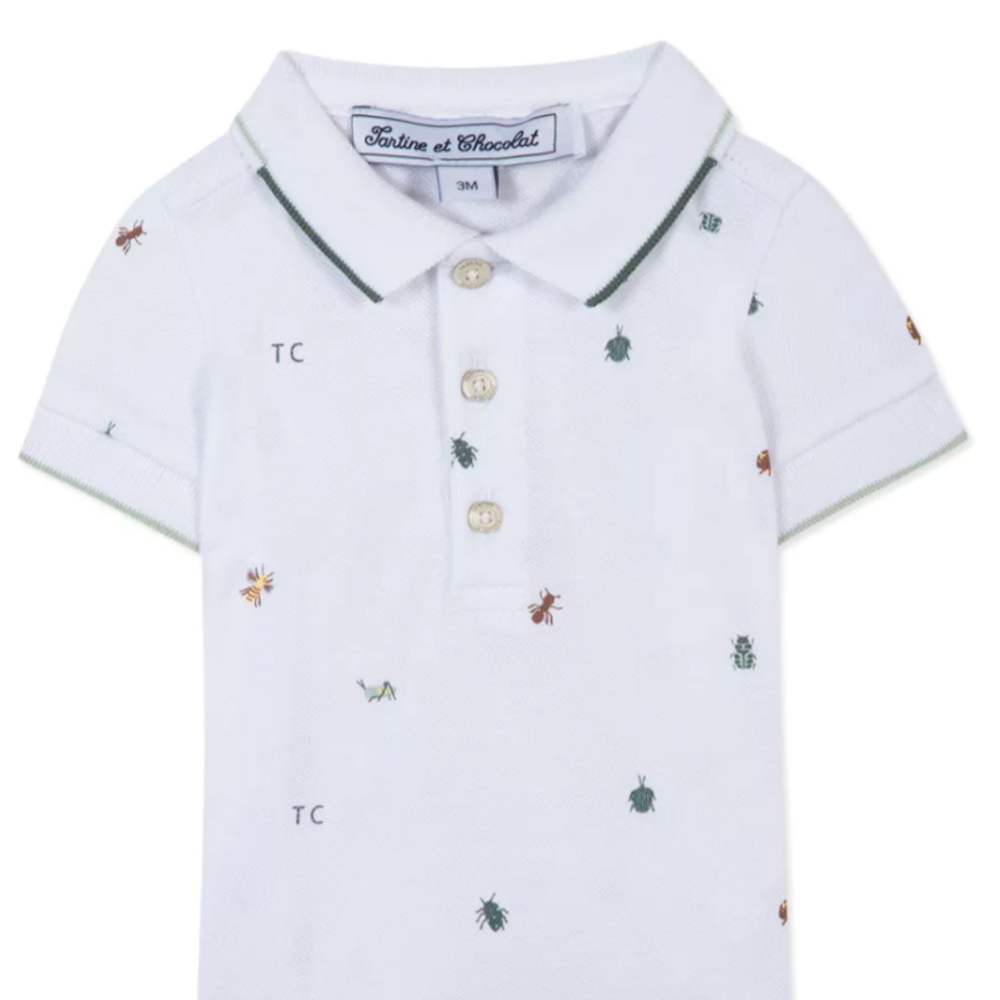 Polo met kleine diertjes WIT