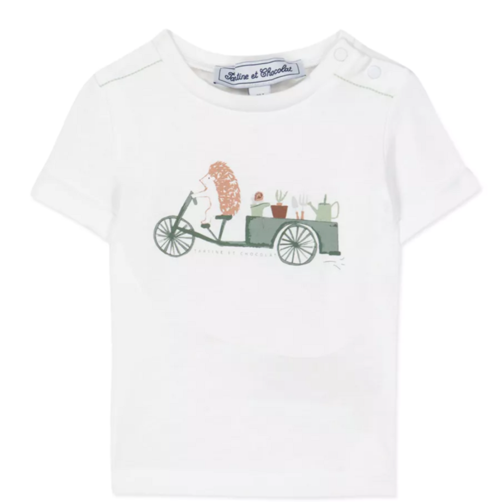 T-shirt met print van fiets Wit