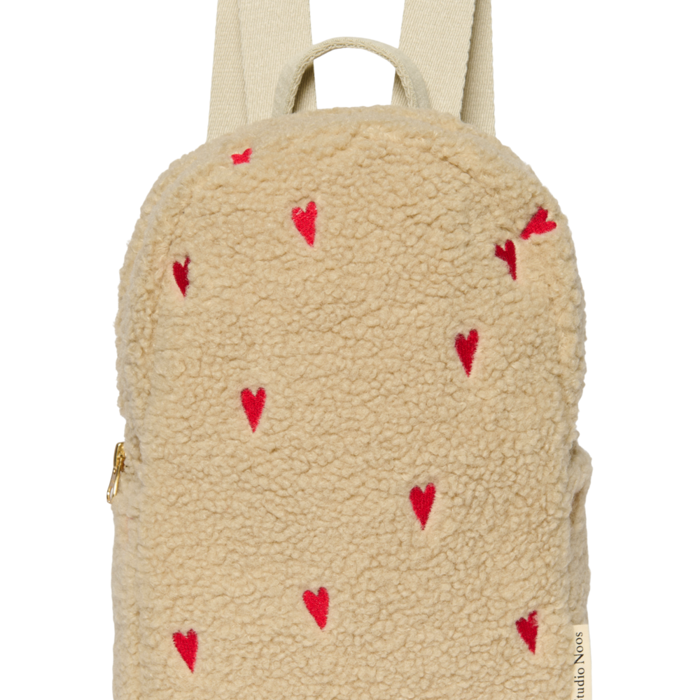 Teddy Mini rugzak Ecru hearts