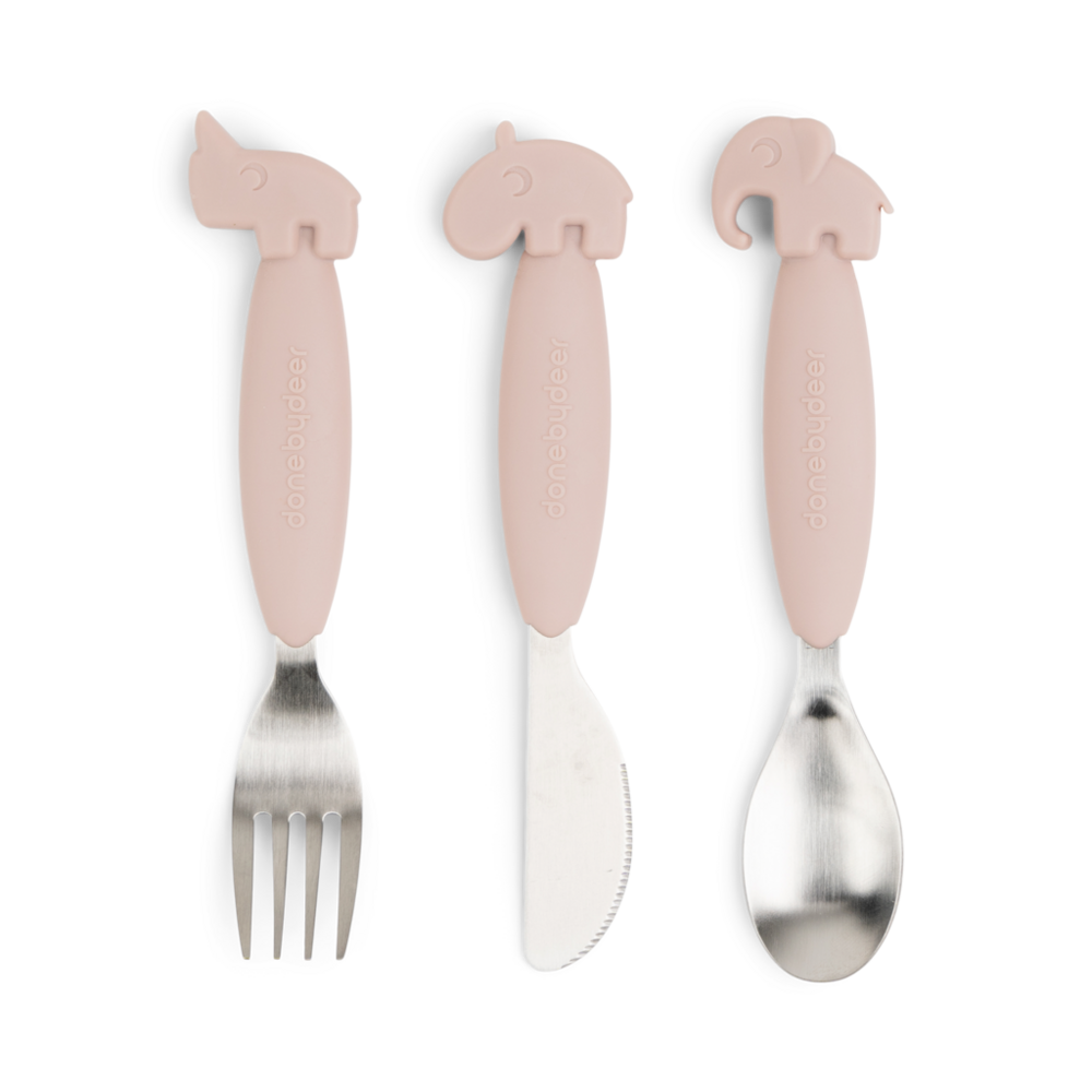 Easy-grip cutlery set Deer friends Powder Easy-grip cutlery set Deer friends Powder