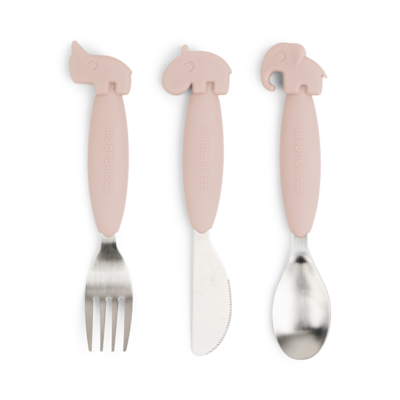 Easy-grip cutlery set Deer friends Powder Easy-grip cutlery set Deer friends Powder