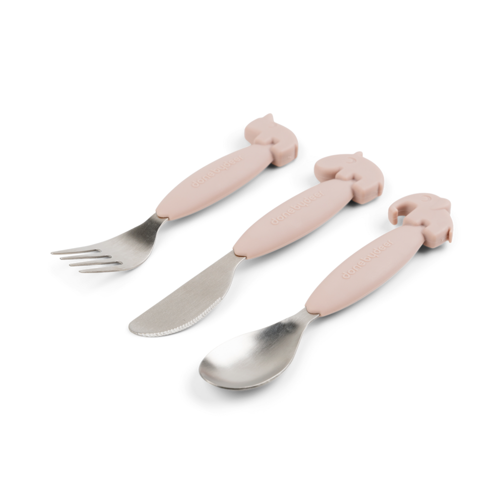Easy-grip cutlery set Deer friends Powder Easy-grip cutlery set Deer friends Powder