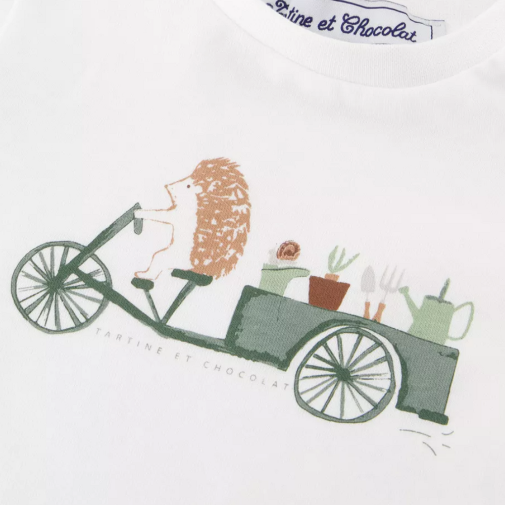 T-shirt met print van fiets Wit