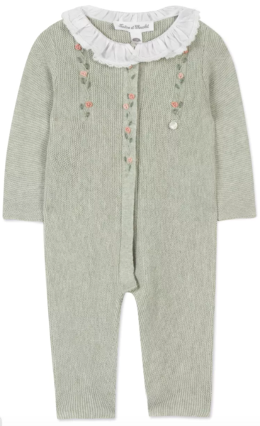 Babypakje met kraagje en broderie Tilleul chiné