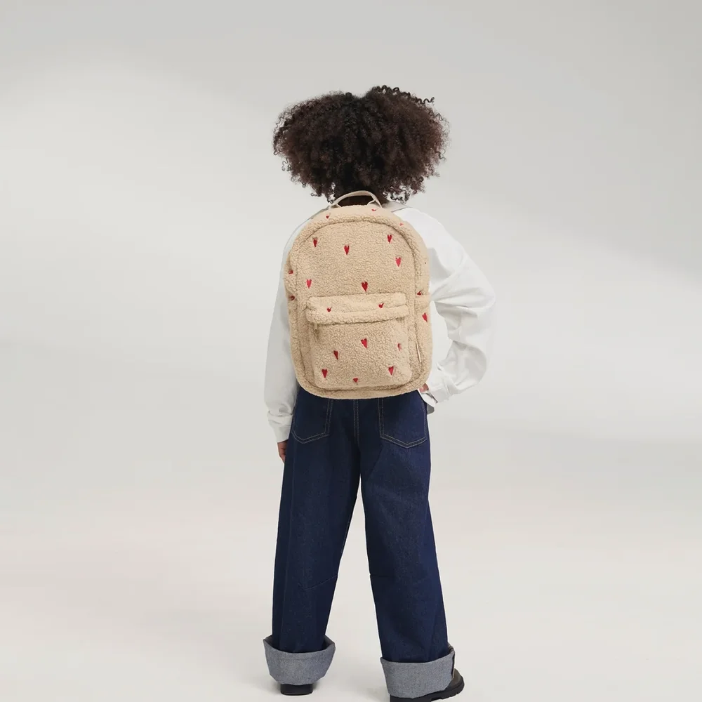 Teddy Midi Backpack Ecru Hearts Teddy Midi Backpack Ecru Hearts