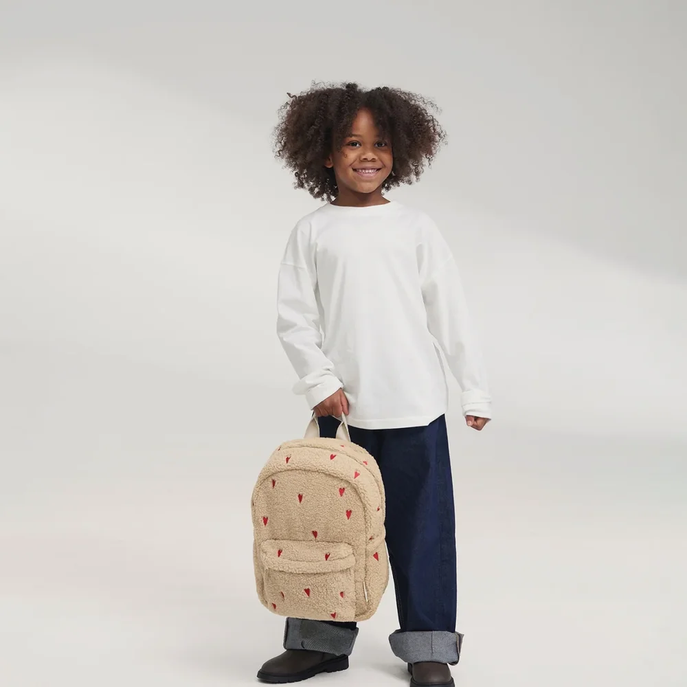Teddy Midi Backpack Ecru Hearts Teddy Midi Backpack Ecru Hearts