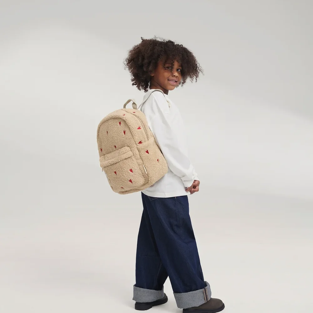 Teddy Midi Backpack Ecru Hearts Teddy Midi Backpack Ecru Hearts
