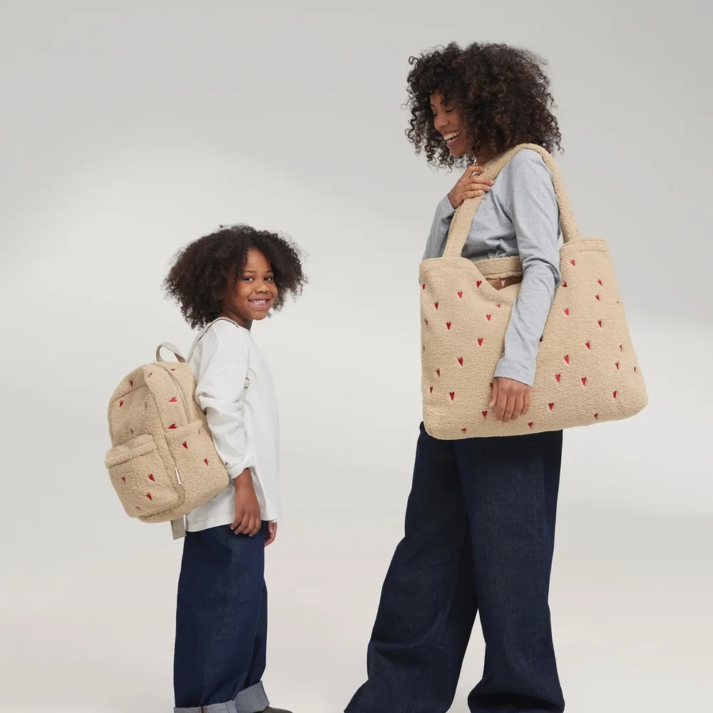 Teddy Midi Backpack Ecru Hearts Teddy Midi Backpack Ecru Hearts