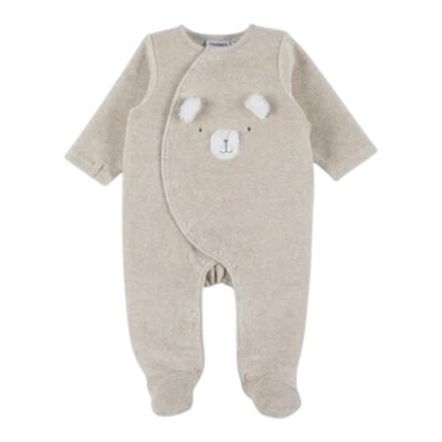 Beige velours pyjama met borduursel – Orso Beige
