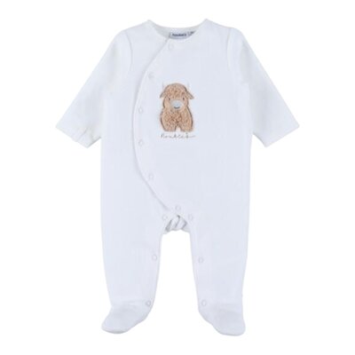 Witte velours pyjama met borduursel – Fluffy