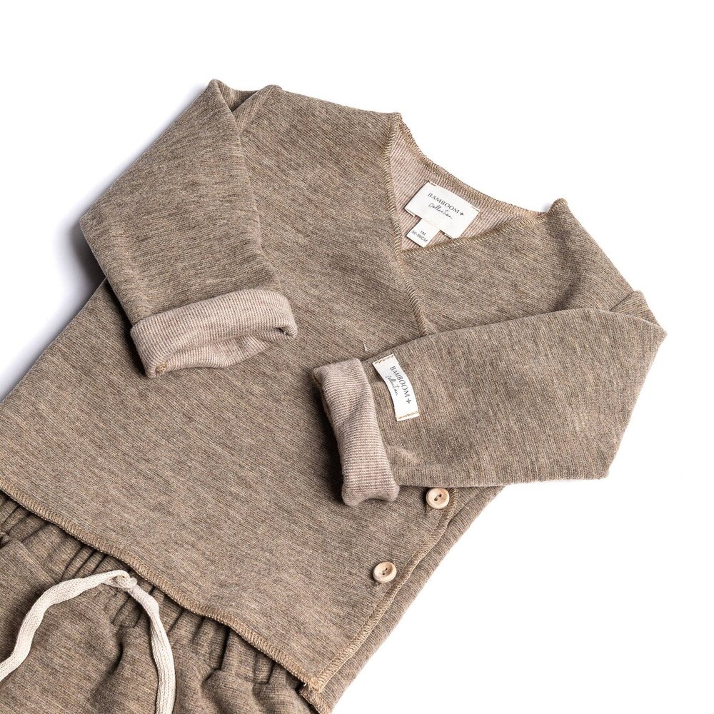 Twinset met gekruiste opening Melange Sand Twinset met gekruiste opening Melange Sand