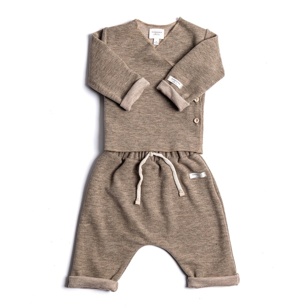 Twinset met gekruiste opening Melange Sand Twinset met gekruiste opening Melange Sand