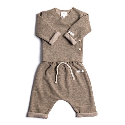 Twinset met gekruiste opening Melange Sand Twinset met gekruiste opening Melange Sand