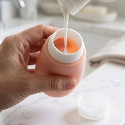 Set van 3 reisflesjes, roller top, crèmepotje & ring