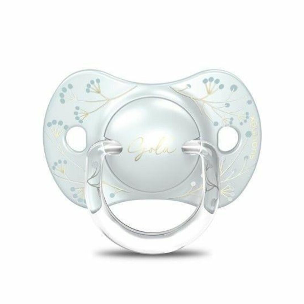 Gold - soother - sili. - reversible - 0/6m - blue