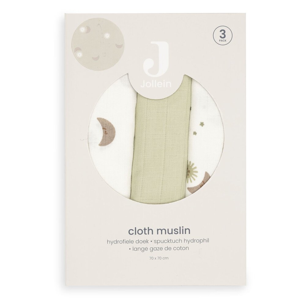 Hydrofiele Doek Small 70x70cm - 3 stuks Over the Moon Hydrofiele Doek Small 70x70cm - 3 stuks Over the Moon