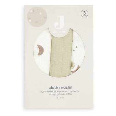 Hydrofiele Doek Small 70x70cm - 3 stuks Over the Moon Hydrofiele Doek Small 70x70cm - 3 stuks Over the Moon