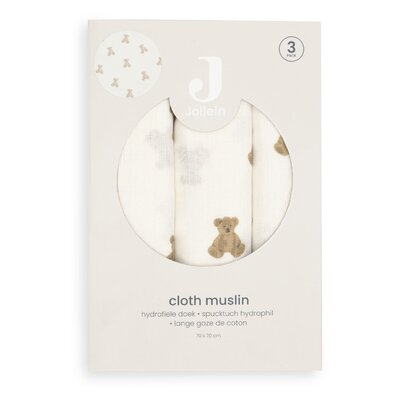Hydrofiele Doek Small 70x70cm - 3 stuks Mini Teddy Bear Hydrofiele Doek Small 70x70cm - 3 stuks Mini Teddy Bear