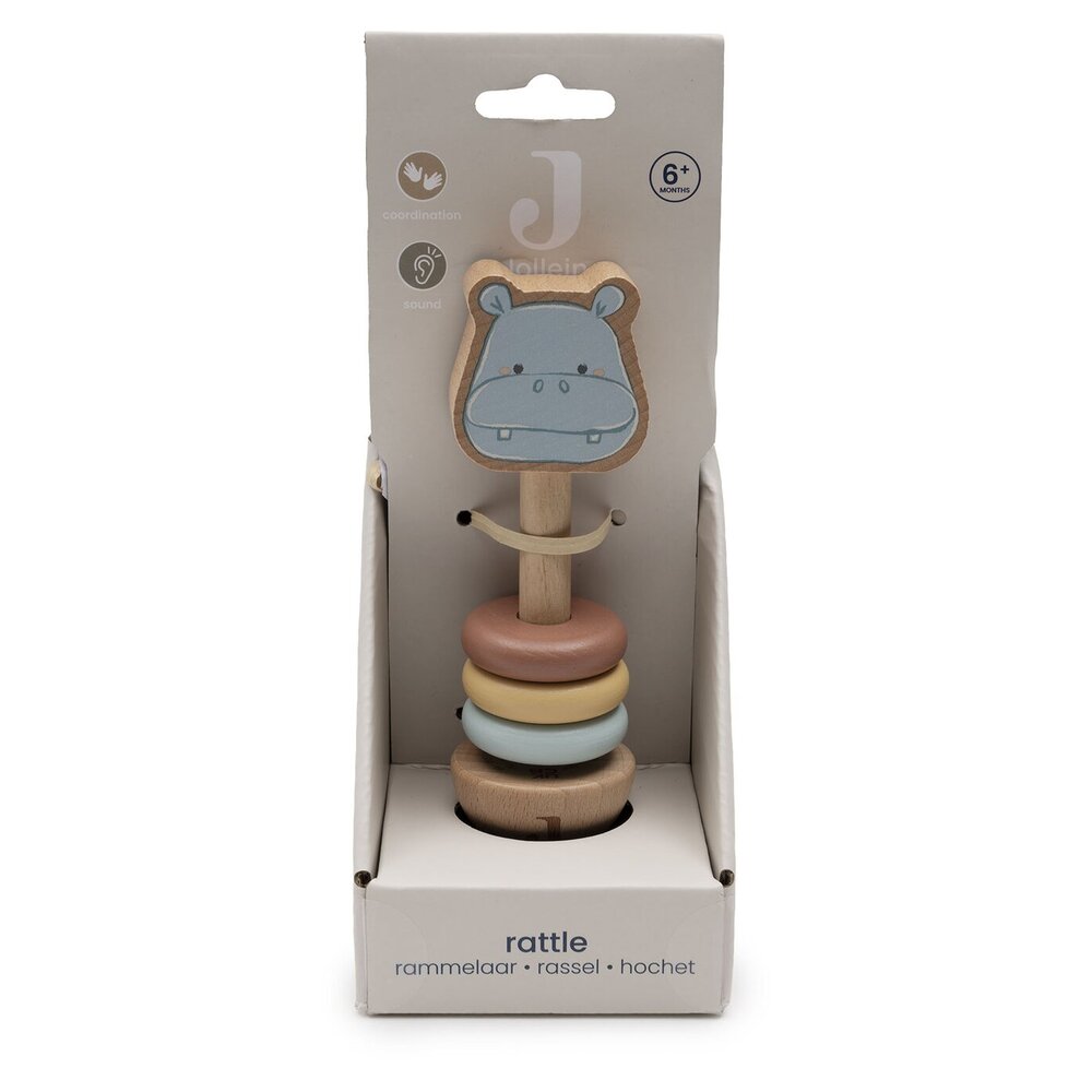 Houten Rammelaar - Hippo Happy Hippo happy