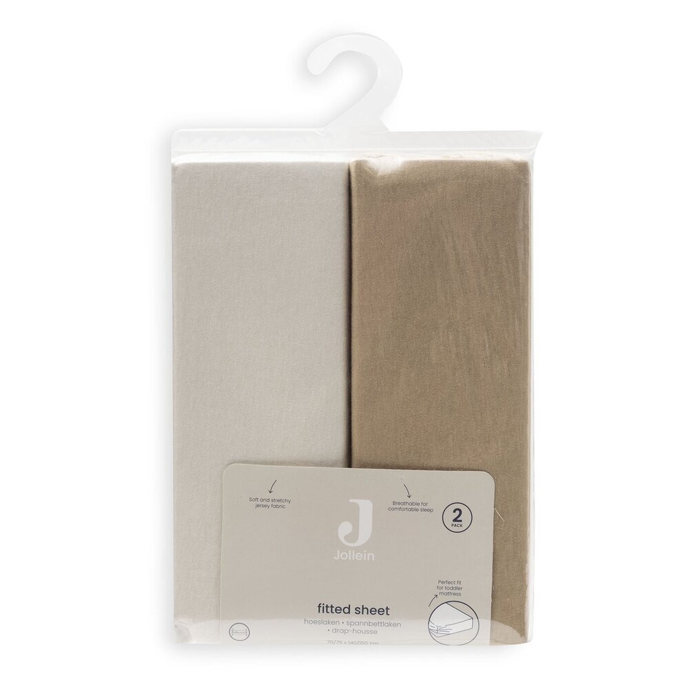 Hoeslaken Jersey 70/75x140/150cm - Hazel/Oatmeal - - Hoeslaken Jersey 70/75x140/150cm - Hazel/Oatmeal - -