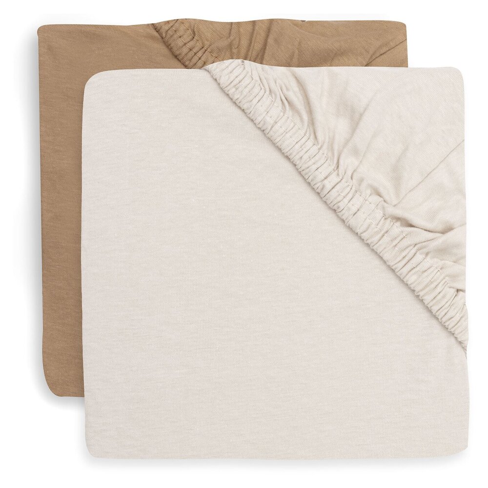 Hoeslaken Jersey 70/75x140/150cm - Hazel/Oatmeal - - Hoeslaken Jersey 70/75x140/150cm - Hazel/Oatmeal - -