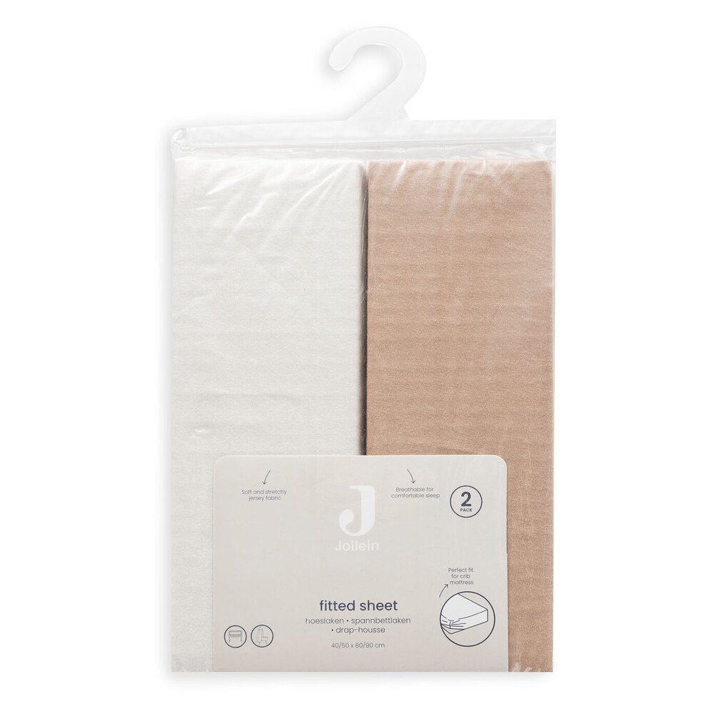 Hoeslaken Jersey 40/50x80/90cm - 2 stuks Light Terra/Oatmeal Hoeslaken Jersey 40/50x80/90cm - 2 stuks Light Terra/Oatmeal