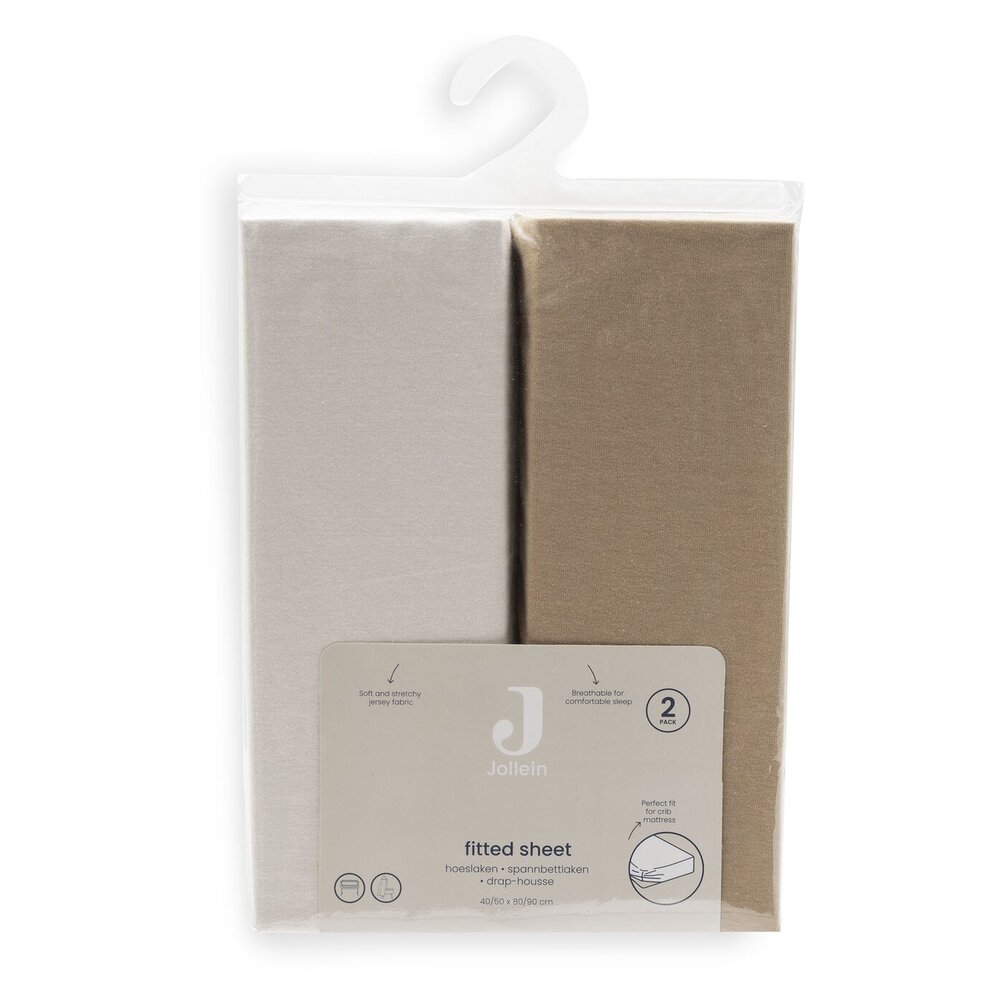 Hoeslaken Jersey 40/50x80/90cm - 2 stuks Hazel/Oatmeal Hoeslaken Jersey 40/50x80/90cm - 2 stuks Hazel/Oatmeal