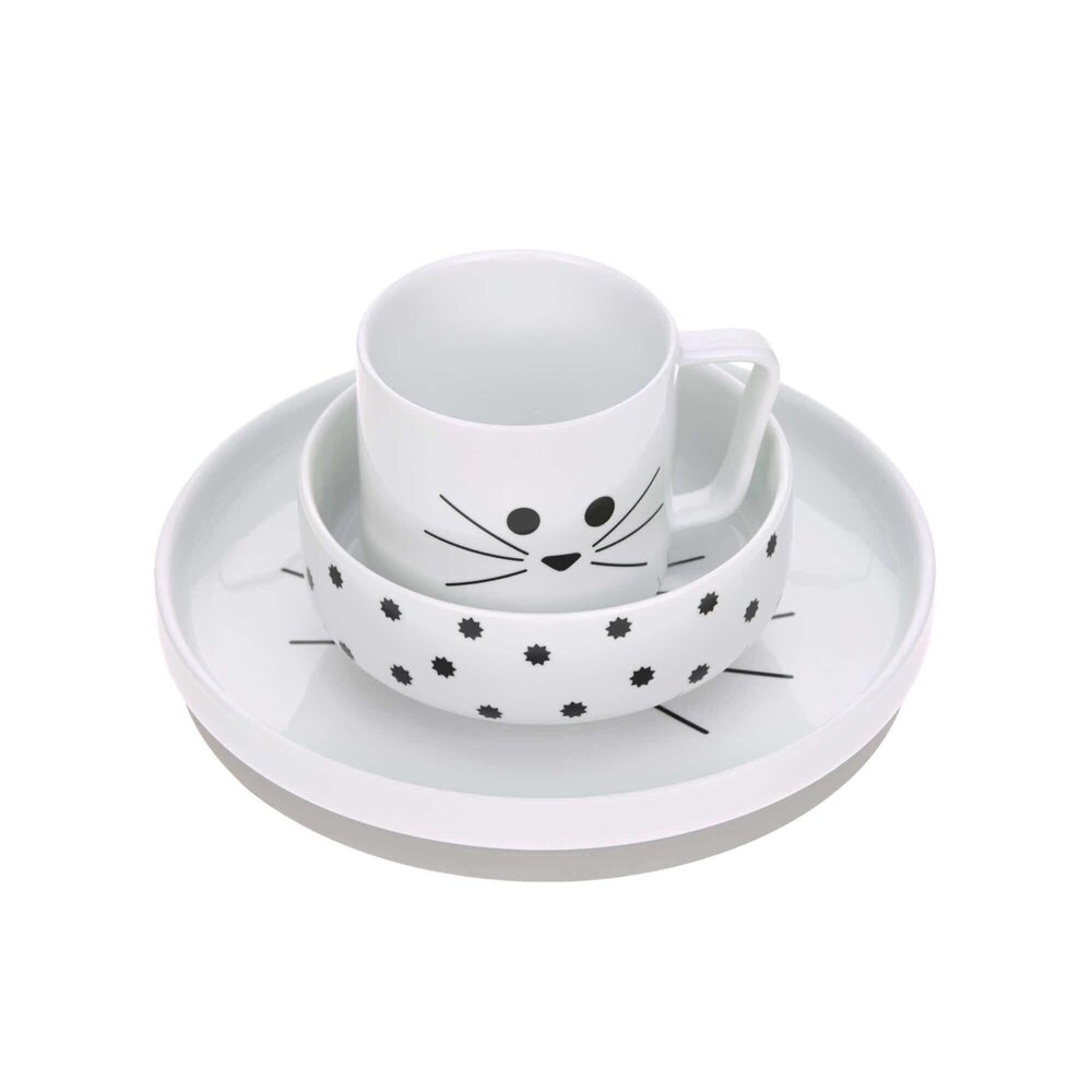 Eetset porcelain/silicone little chums cat wit