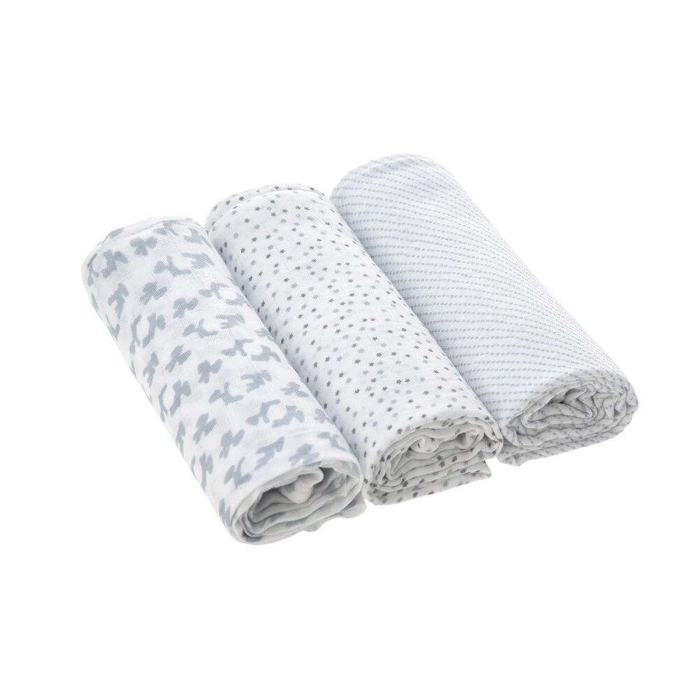 Heavenly Soft Swaddle L Lela Light Grey 3 Pcs Ass., 80 X 80 Cmgrijs grijs