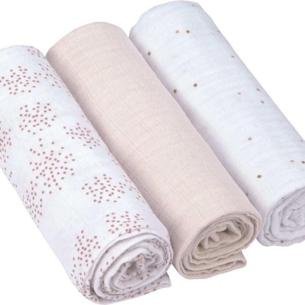 Swaddle & burp Deken l about friends chinchilla 3 pcs ass., 85 x 85 cm roze