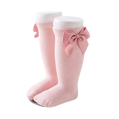 Kniekousen met strik Oud roze Kniekousen met strik Oud roze